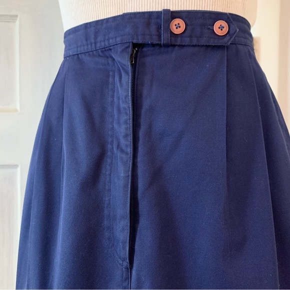 Vintage Skirt navy blue Donnkenny A-line midi skirt Pleating Pockets 30in Waist - Picture 11 of 16